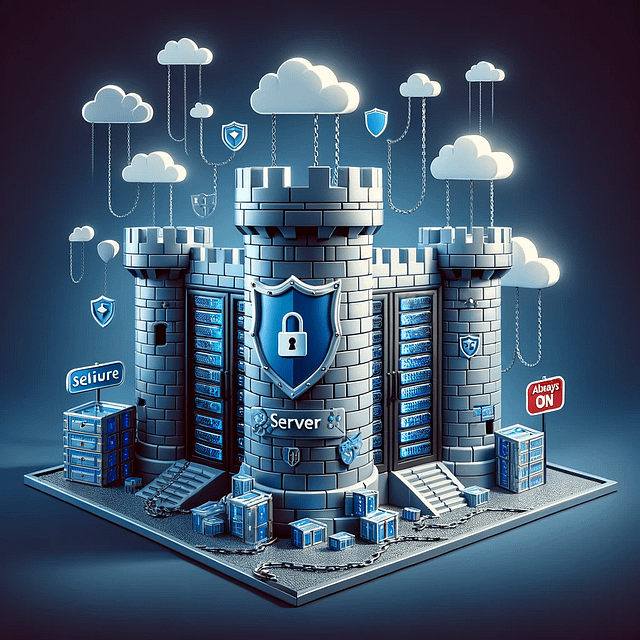 Here are the images illustrating the concept that "Server Reliability is Key," depicting a fortress-like server setup as a metaphor for strength, security, and uninterrupted service in the digital world.